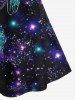 Plus Size Galaxy Glitter Feather Dreamcatcher Print Crisscross Cami Dress -  