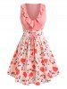 Plus Size Lace Up Ruffled Floral Print Sleeveless Dress -  