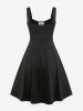 Plus Size Plaid Suspender Buckle Grommet Ruched A Line Patchwork Dress -  