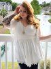 Plus Size Lace Panel Butterfly Sleeve Blouse -  