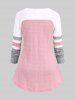 Plus Size Lace Up Colorblock Print T-shirt -  
