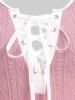 Plus Size Lace Up Colorblock Print T-shirt -  