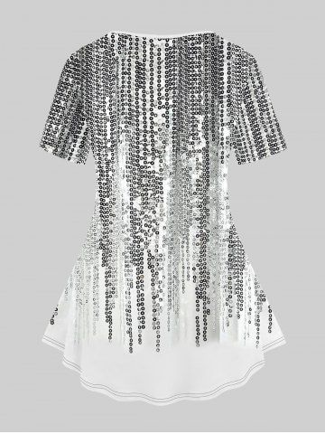 Plus Size 3D Sequins Tassel Print Short Sleeves T-shirt