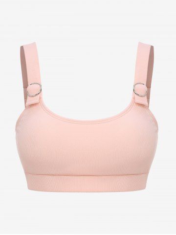 Plus Size Textured Padded Ribbed Swim Top - LIGHT PINK - L