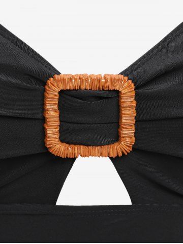 Plus Size Raglan Sleeves Cutout Padded Bikini Top