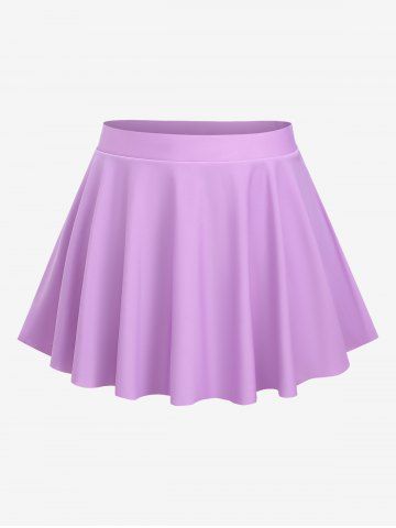 Plus Size Sun Moon Stars Print Cinched Skirted Tankini Swimsuit