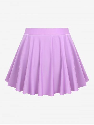 Plus Size Sun Moon Stars Print Cinched Skirted Tankini Swimsuit