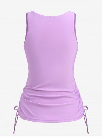 Plus Size Sun Moon Stars Print Cinched Skirted Tankini Swimsuit