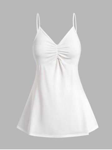 Plus Size Colorblock Top Cold Shoulder T Shirt And Ruched Tank Top Set