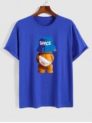 Cartoon Space Bear Pattern Short Sleeves T-shirt -  