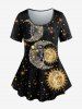 Galaxy Glitter Moon Sun Printed T-shirt and Capri Leggings Plus Size Outfit -  