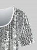 Plus Size 3D Sequins Tassel Print Short Sleeves T-shirt -  