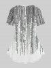 Plus Size 3D Sequins Tassel Print Short Sleeves T-shirt -  