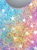 Plus Size Sparkling Sequin Stars Print Short Sleeves T-shirt -  