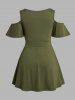 Plus Size Colorblock Top Cold Shoulder T Shirt And Ruched Tank Top Set -  