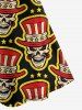 Gothic Skull Hat Patriotic American Flag Print Crisscross Cami Dress -  