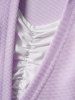 T-shirt Texturé Superposé Ruché en Blocs de Couleurs avec Chaîne de Faux Deux Pièces Grande Taille - Violet clair L