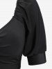 Haut de Bikini Matelassé Découpé de Grande Taille à Manches Raglan - Noir 1X