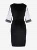 Plus Size Moon Star Sequin Mesh Sleeves Asymmetrical Surplice Dress -  