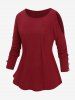 Plus Size Cold Shoulder Buttons Long Sleeves T-shirt -  