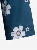Plus Size Flower Print Buttons Lapel Neck Blouse -  