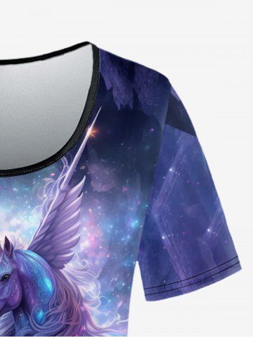Gothic Galaxy Unicorn Glitter Print T-shirt