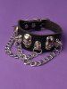 Gothic Skull Rivet Tassel Chain Buckle Bracelet -  