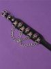 Gothic Skull Rivet Tassel Chain Buckle Bracelet -  
