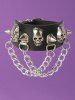 Gothic Skull Rivet Tassel Chain Buckle Bracelet -  