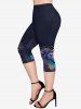 Plus Size Pockets Unicorn Print Capri Leggings -  