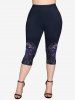 Plus Size Pockets Unicorn Print Capri Leggings -  