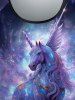 Gothic Galaxy Unicorn Glitter Print T-shirt -  