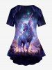 Gothic Galaxy Unicorn Glitter Print T-shirt -  