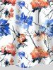 Robe Mi-Longue Ligne A Croisée à Imprimé Fleur avec Ceinture - Blanc XXL