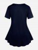 Plus Size Unicorn Plant Print Short Sleeves T-shirt -  