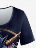 Plus Size Unicorn Plant Print Short Sleeves T-shirt -  