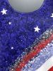 Plus Size Patriotic American Flag Sequins Print Short Sleeves T-shirt -  