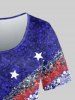 Plus Size Patriotic American Flag Sequins Print Short Sleeves T-shirt -  
