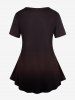 Gothic Paisley Figure Girl Wings Print T-shirt -  