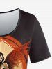 Gothic Paisley Figure Girl Wings Print T-shirt -  