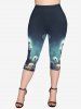 Gothic Ghost Cross Tombstone Print Pockets Capri Leggings -  
