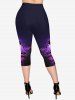 Renaissance Plus Size Galaxy Angel Moon Plant Print Capri Leggings -  