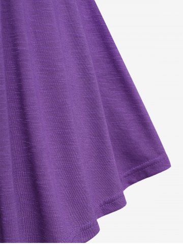 Plus Size Floral Lace Panel Ruched Crisscross Butterfly Buckle T-shirt