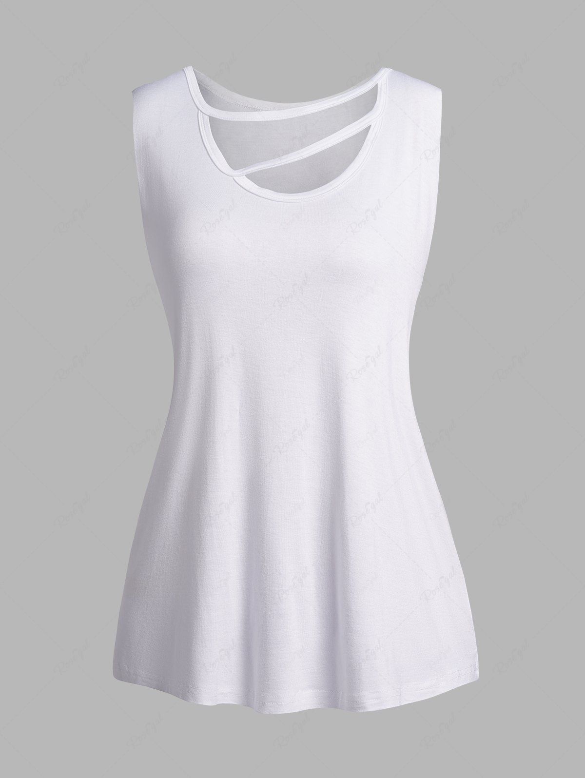 Discount Plain Color Cut Out Scoop Neck Casual Tank Top  