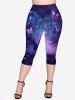 Galaxy Unicorn Glitter Print T-shirt And Capri Leggings Gothic Outfit -  