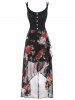 Plus Size Flower Print Buttons Tulip Hem Cami Dress -  
