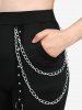 Plus Size Chain O-Ring PU Leather Patchwork Grommet Pocket Flare Pants -  