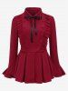 Gothic Ruffled Pleated Detail Ribbon Bow Peplum Jacket -  