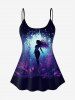 Gothic Mermaid Plant Glitter Print Tankini Swimsuit (Adjustable Shoulder Strap) -  