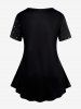 T-shirt Chat Feuille Imprimés de Grande Taille à Manches Courtes - Noir 6X